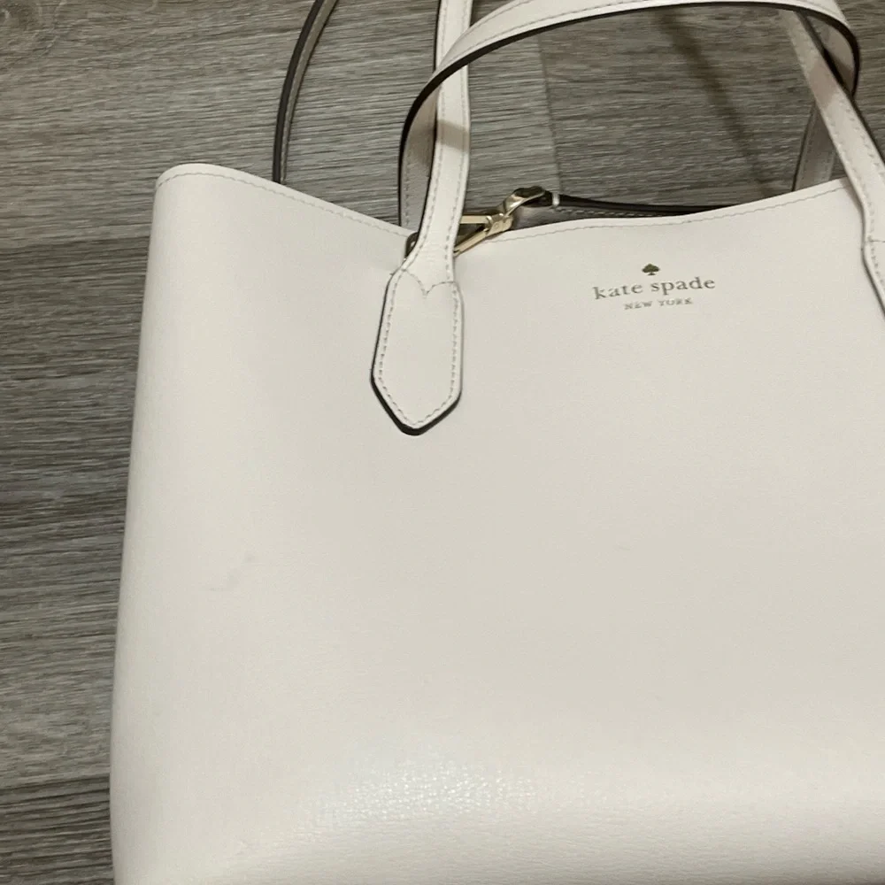Kate Spade Harper Cream White Satchel with crossbody strap